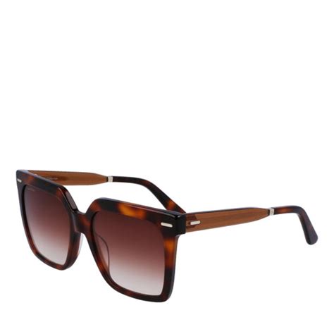 calvin klein brown men's round havana sunglasses clear outer-framing